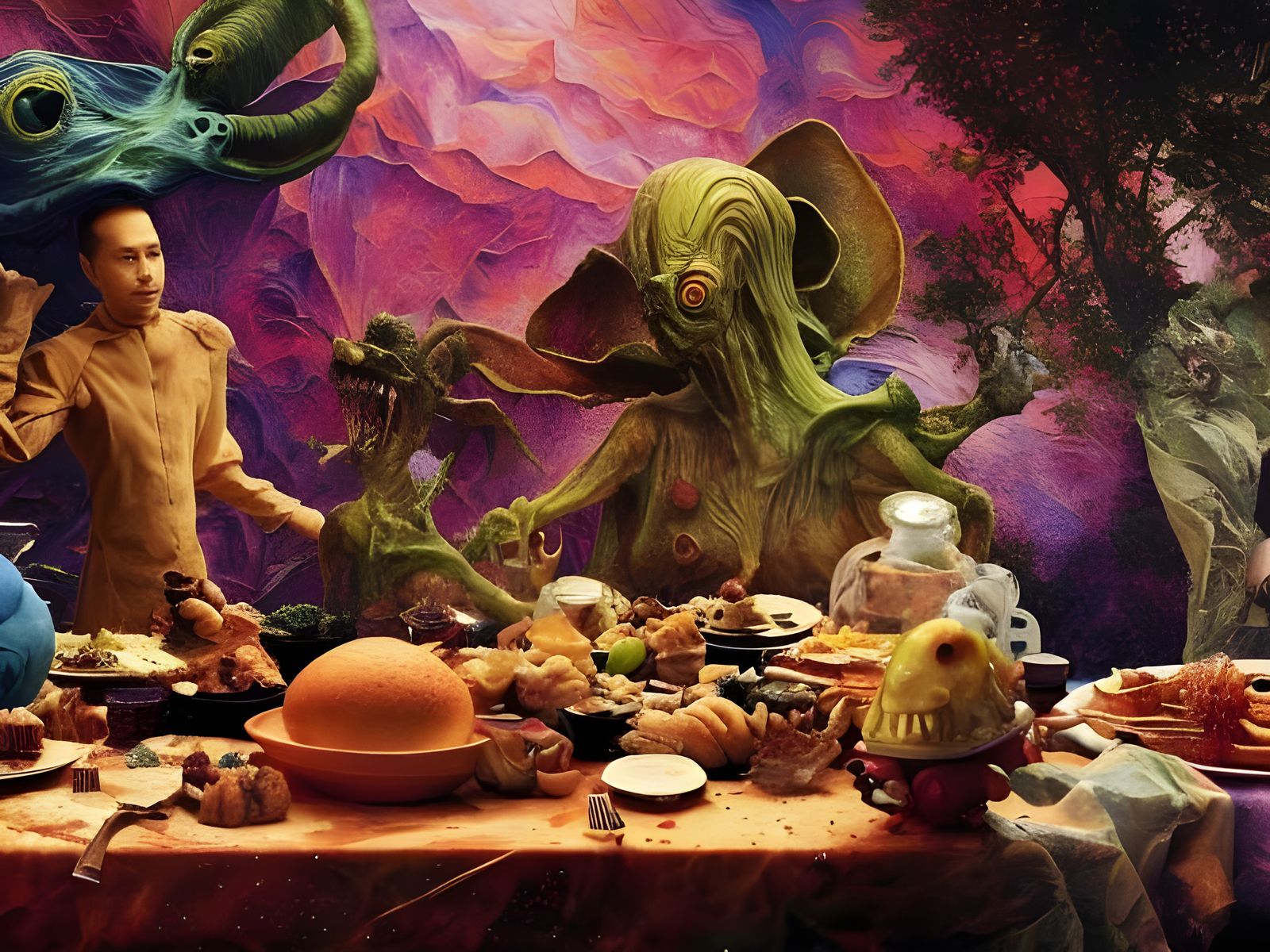 Extraterrestrial Feast: A Hyperrealistic Sci-Fi Banquet