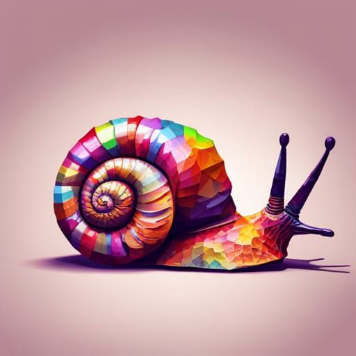 Colorful Low-Poly Snail Art