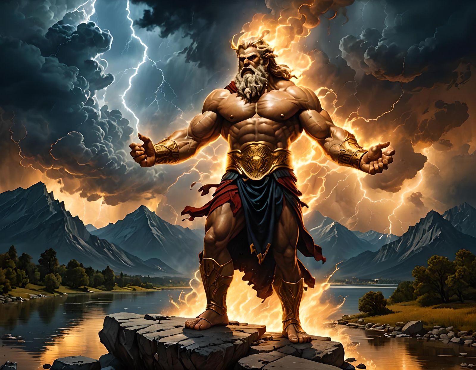 Zeus's Thunderous Wrath on Mount Olympus