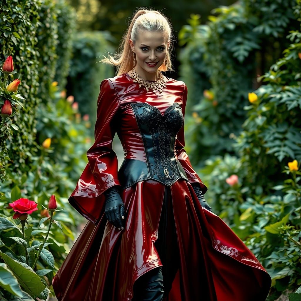 Elegant Vampire in Garden: Victorian Gothic Style