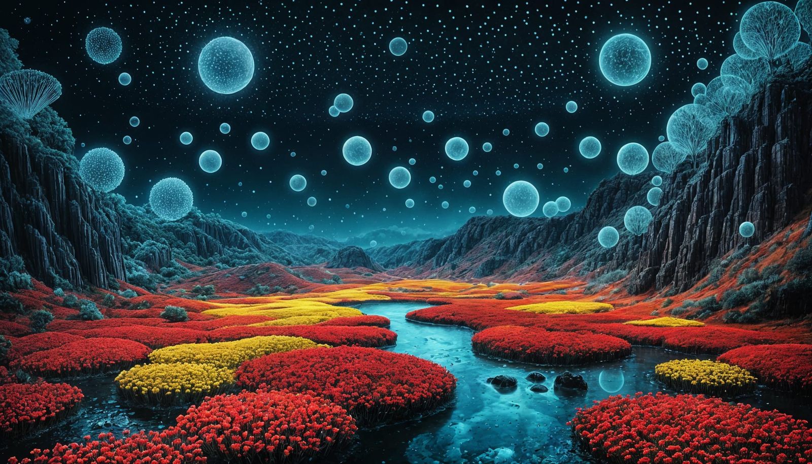 Polka Dot Dreamscape in Painterly Surrealism