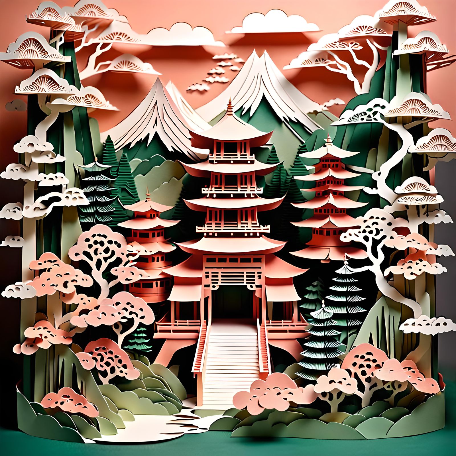 a Japanese Kirigami Shrine