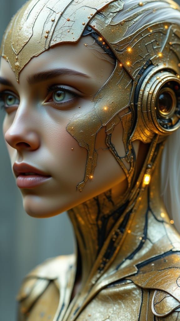 Futuristic Bronze Woman with Fiber Optics in Photorealistic ...