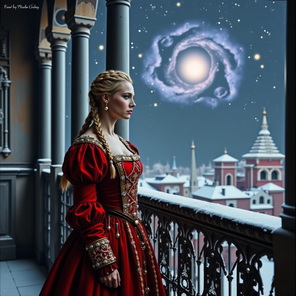 Tsarina Overlooking Moscow in Sci-Fi Style