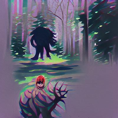 Eerie Forest Monster in the Dark Woods