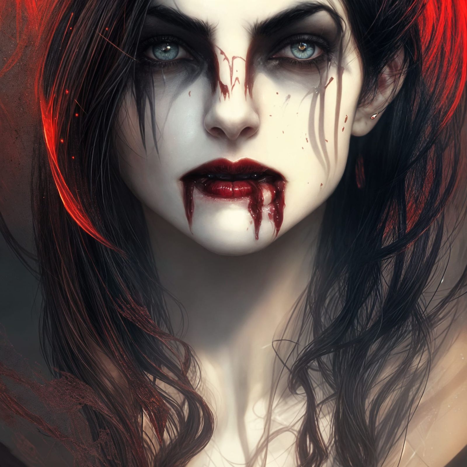 Surreal Vampire Portrait in Triadic Colors
