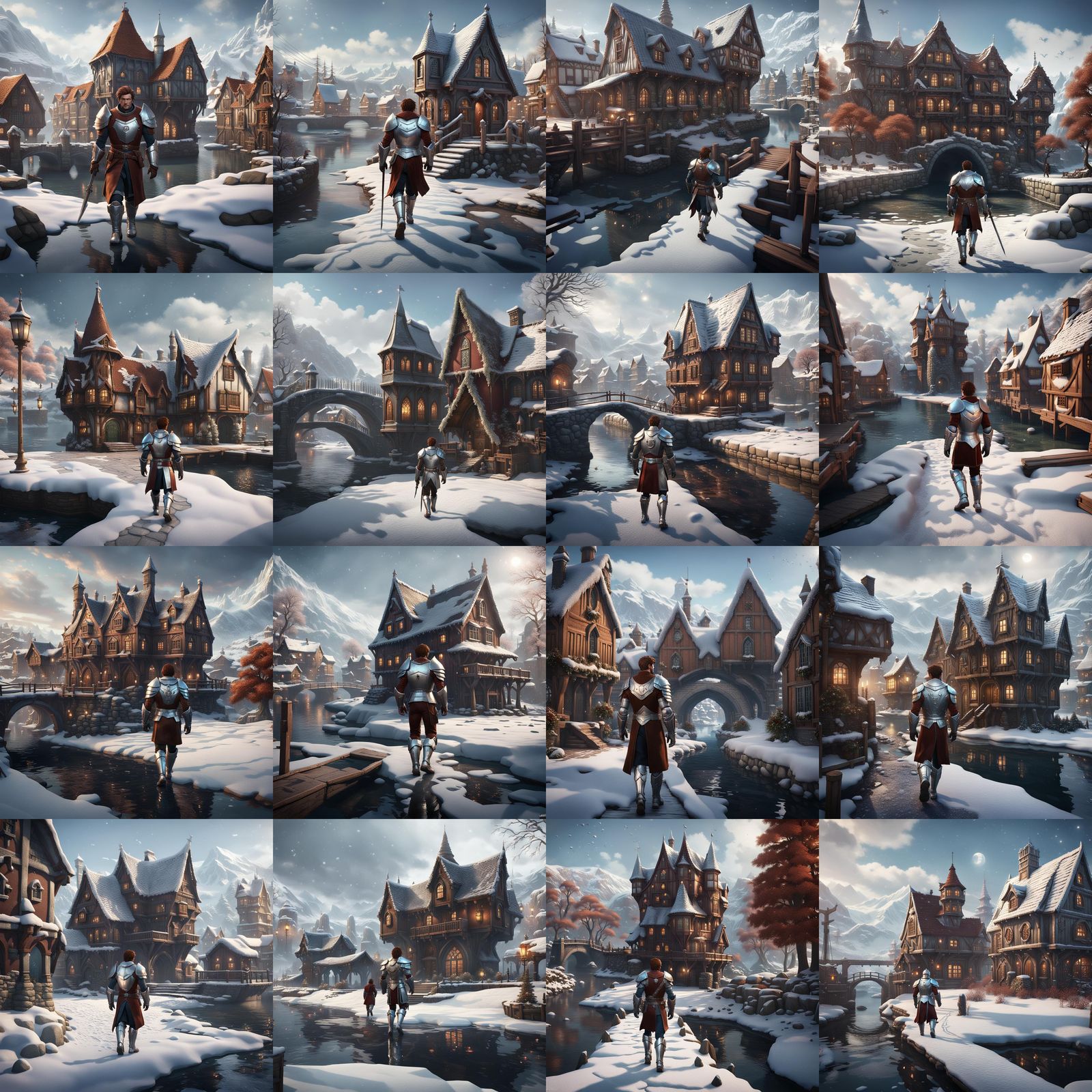 Man in Armor Approaches Shoe House: Detailed Matte Painting