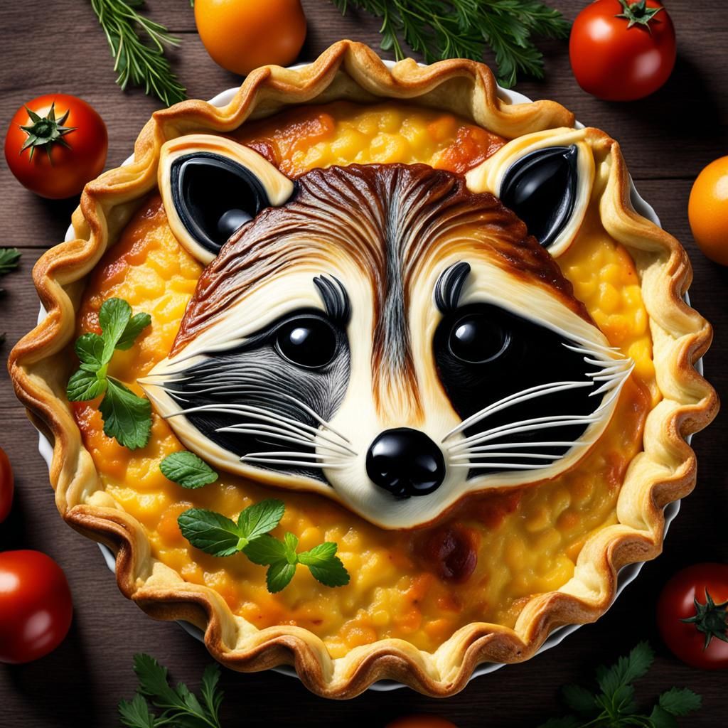 Raccoon Quiche: Hyperrealistic Food Photography