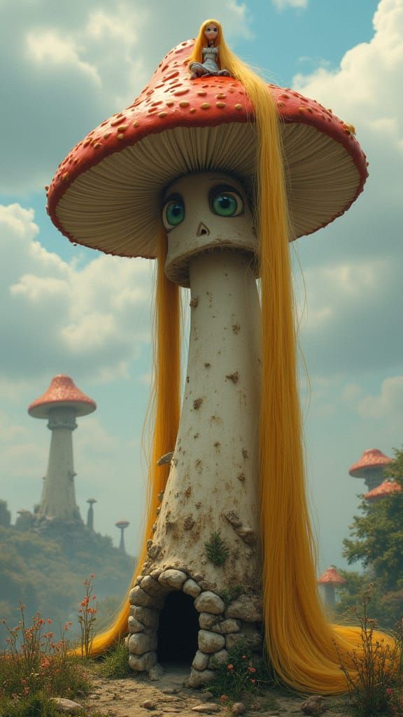 Rapunzel in Mushroom Tower With Googly Eyes