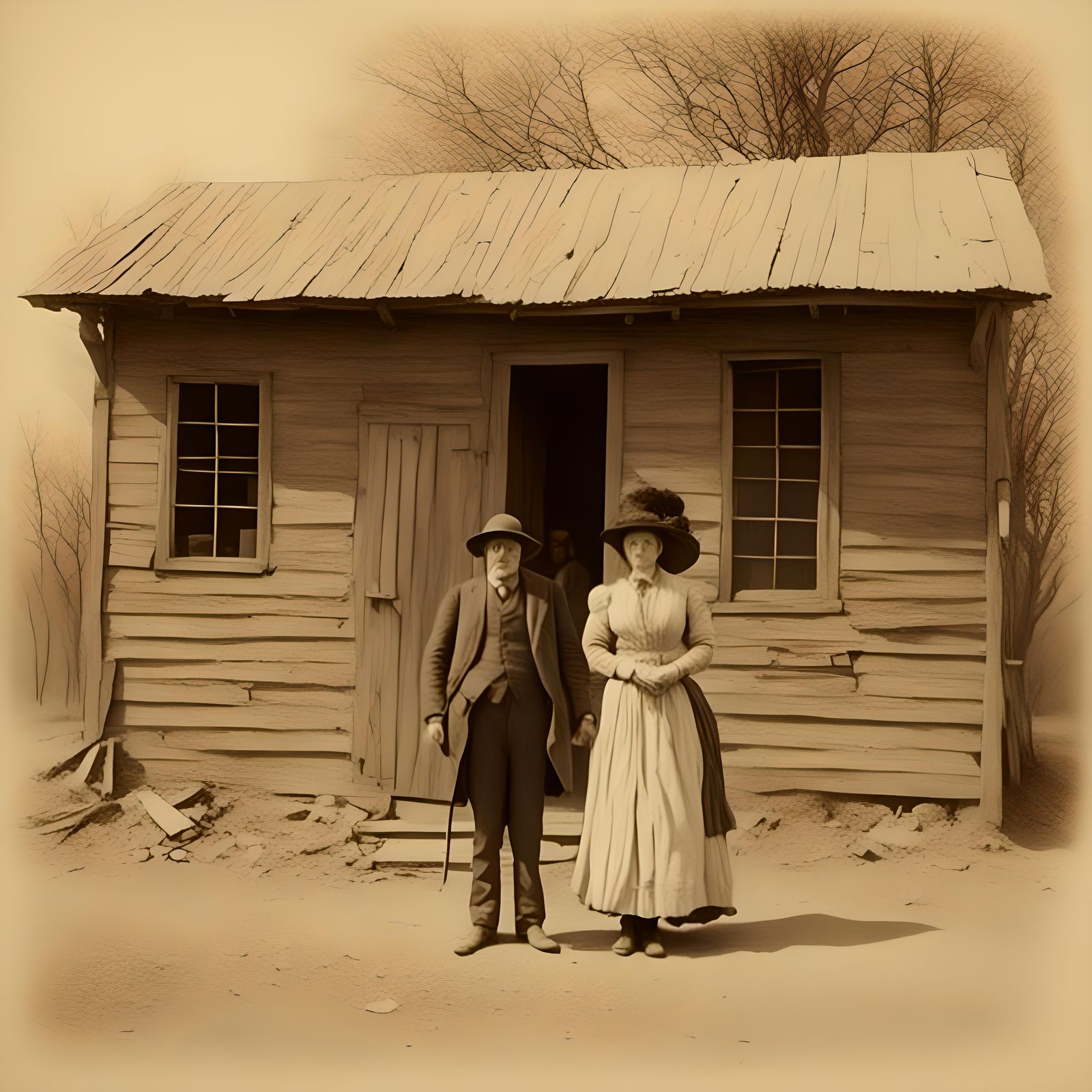 Post Office Photograph, 1900s Pencil Drawing Style