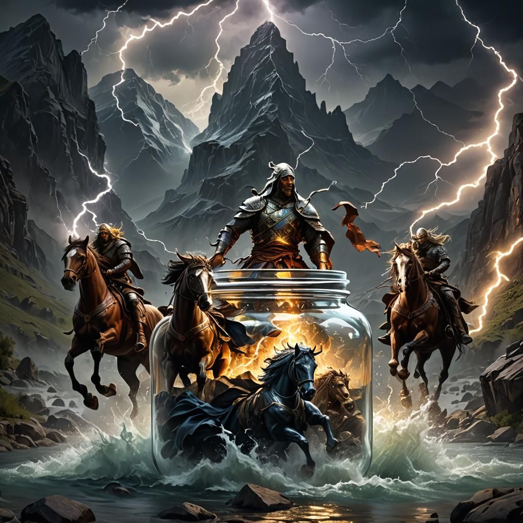 Apocalypse: Four Horsemen Trapped in Glass Jar