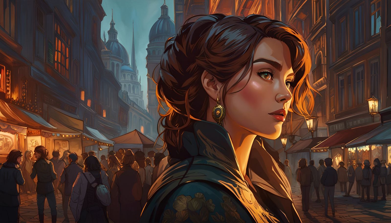 Dynamic Female Figure in Detailed Digital Painting