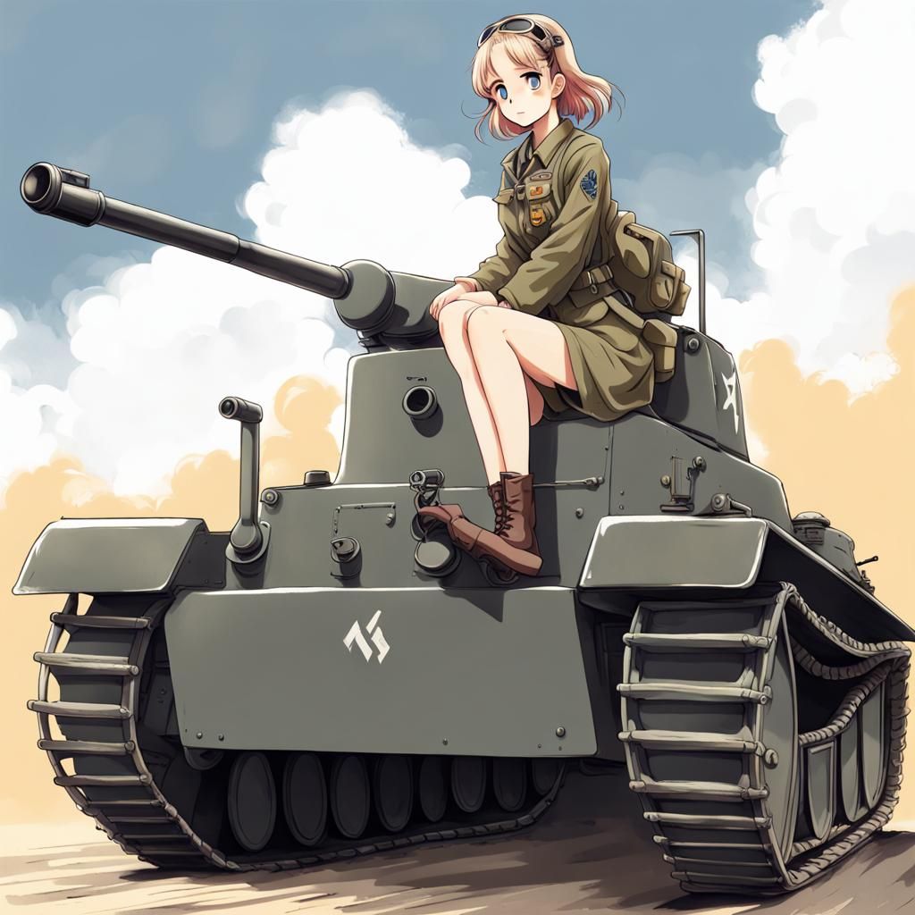 Anime Girl in Panzer Tank, Manga Style