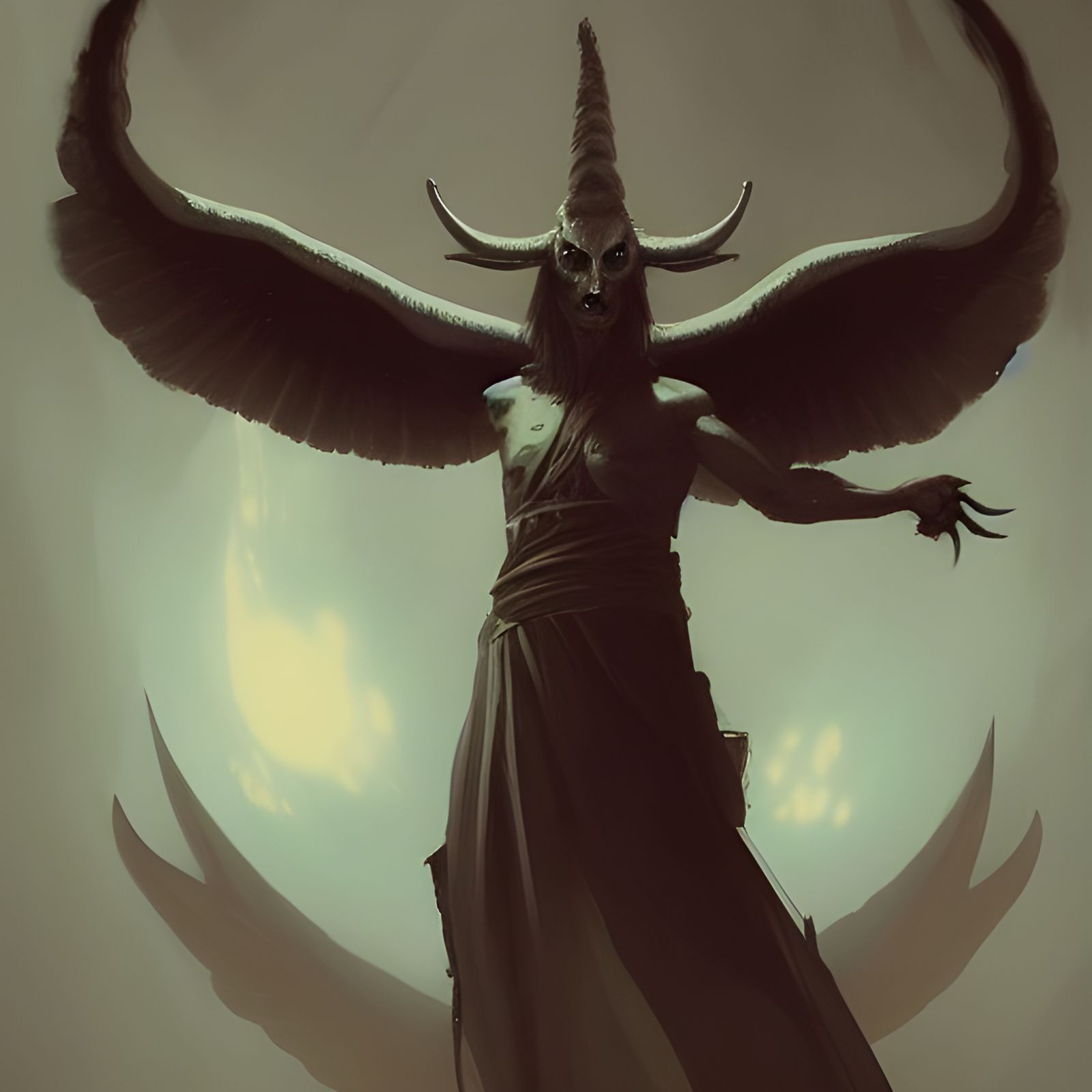 Sinister Baphomet Illustration in Dark Fantasy Style