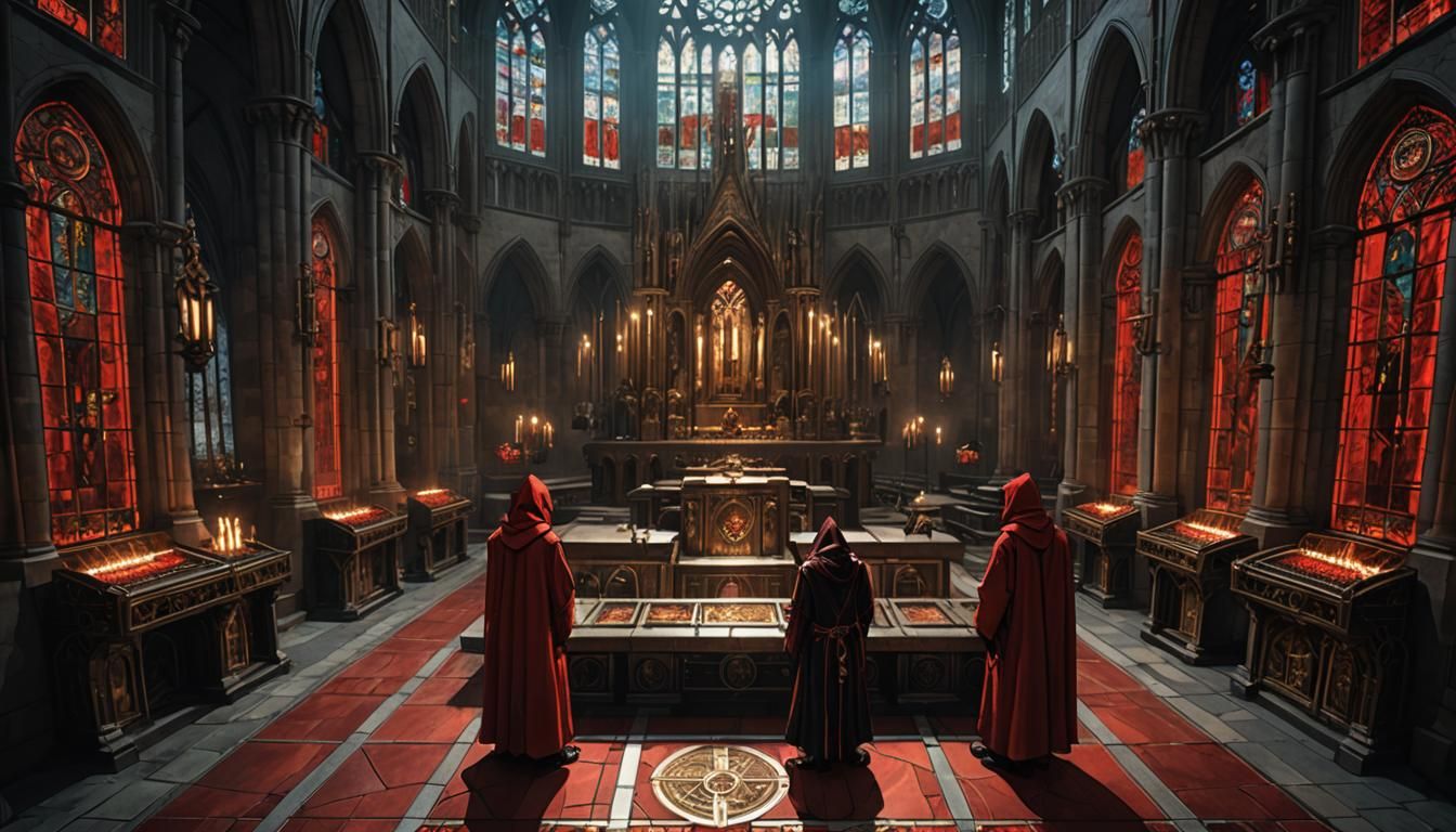 Cyber Gothic Cathedral: Tech-Priests Recite Prayers