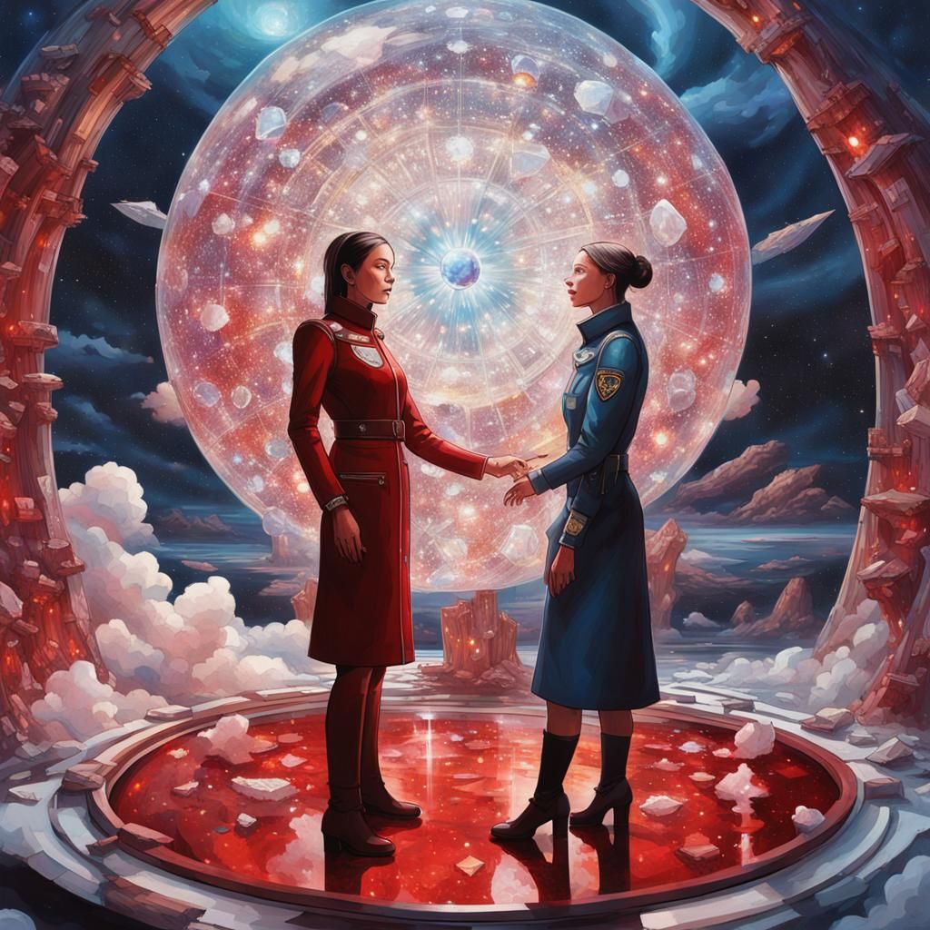 Crystalline Encounter Aboard a Spaceship