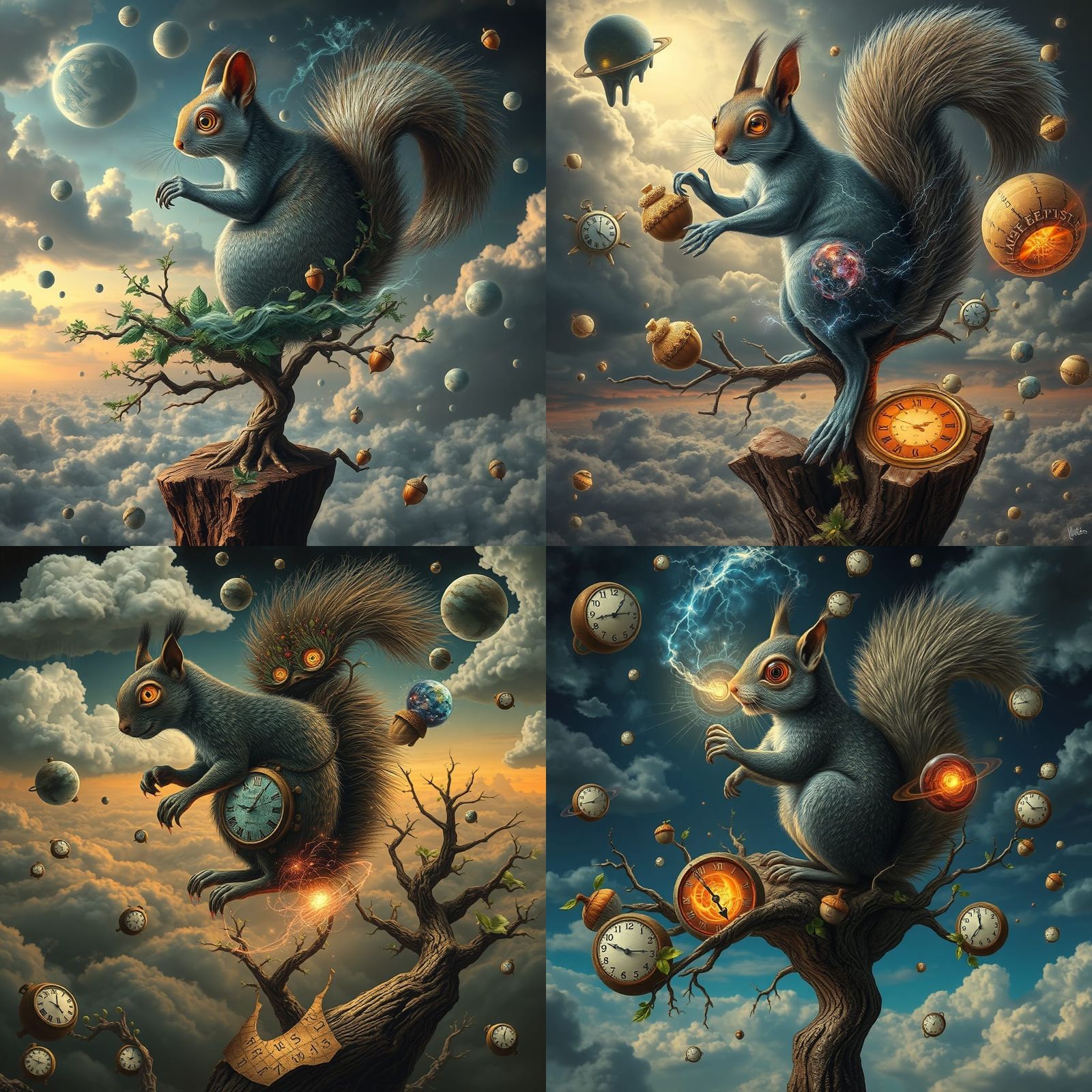 Surreal Squirrel God in Dreamlike Landscape