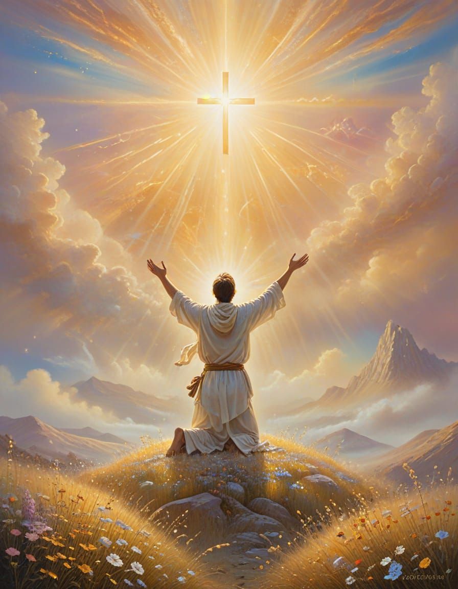 Heavenly Worship Scene in Ethereal Light