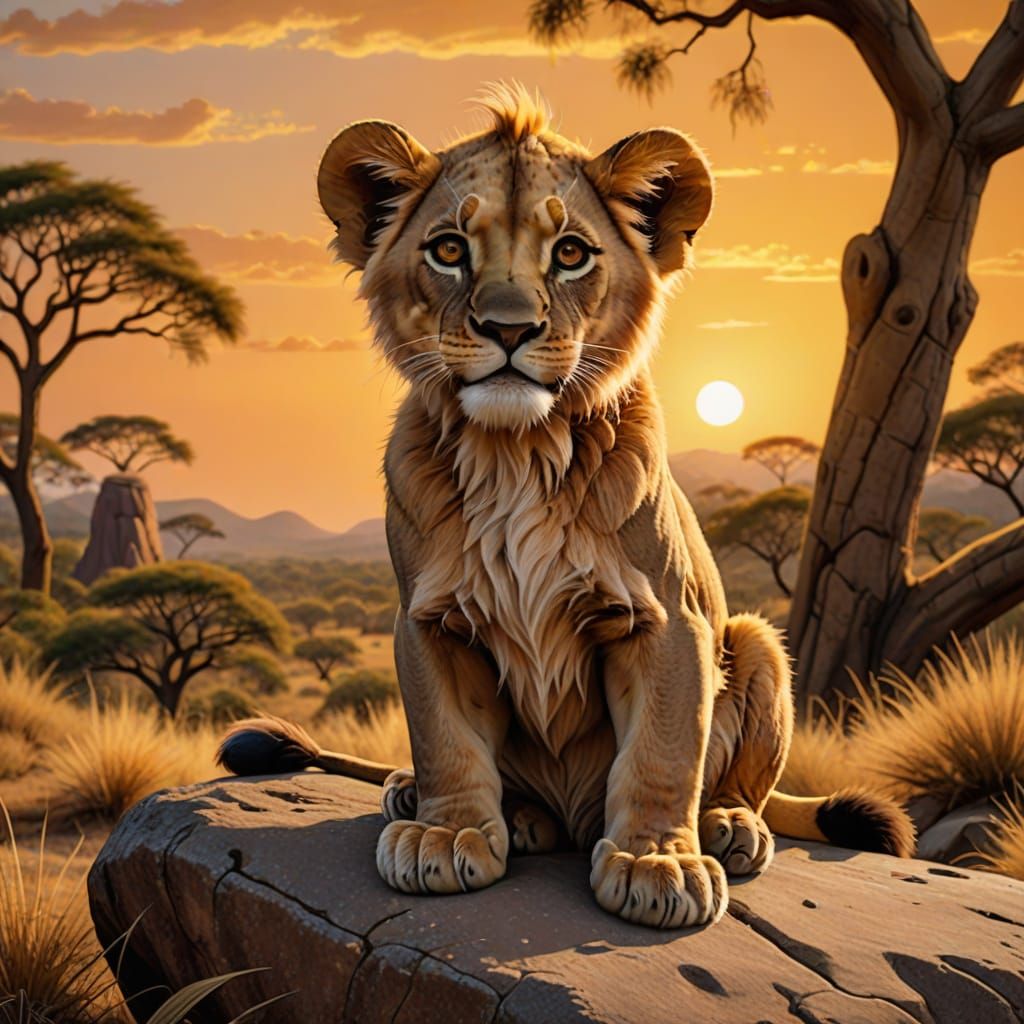 Cute Pixar-Style Baby Lion as Teddy Bear