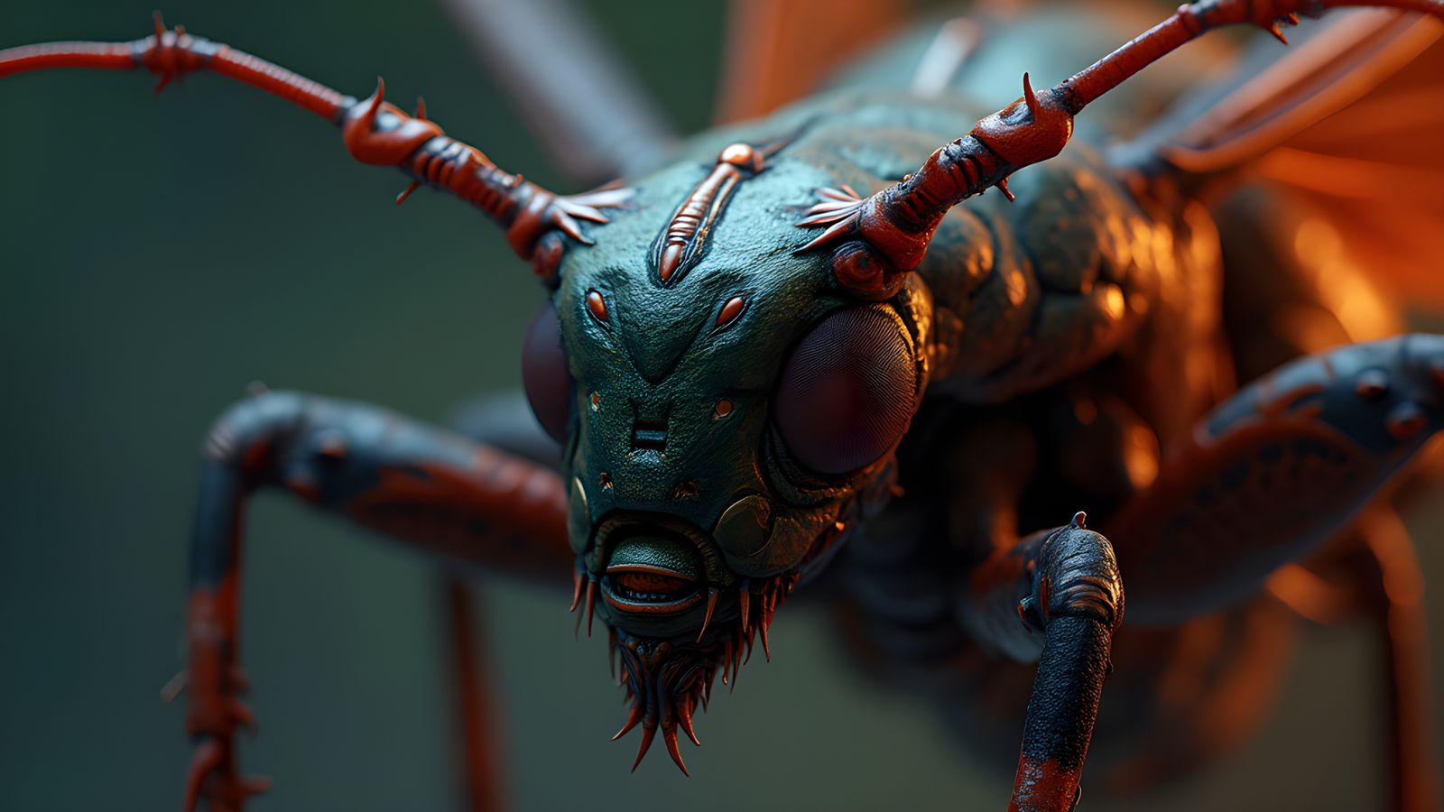 Photorealistic 3D Rendering of an Insectoid Humanoid