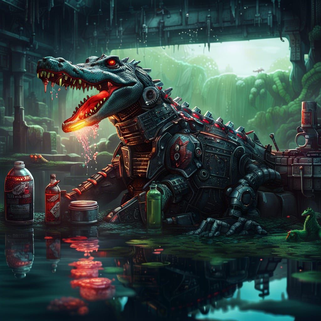 Cyberpunk Terminator Alligator Mech War Soap