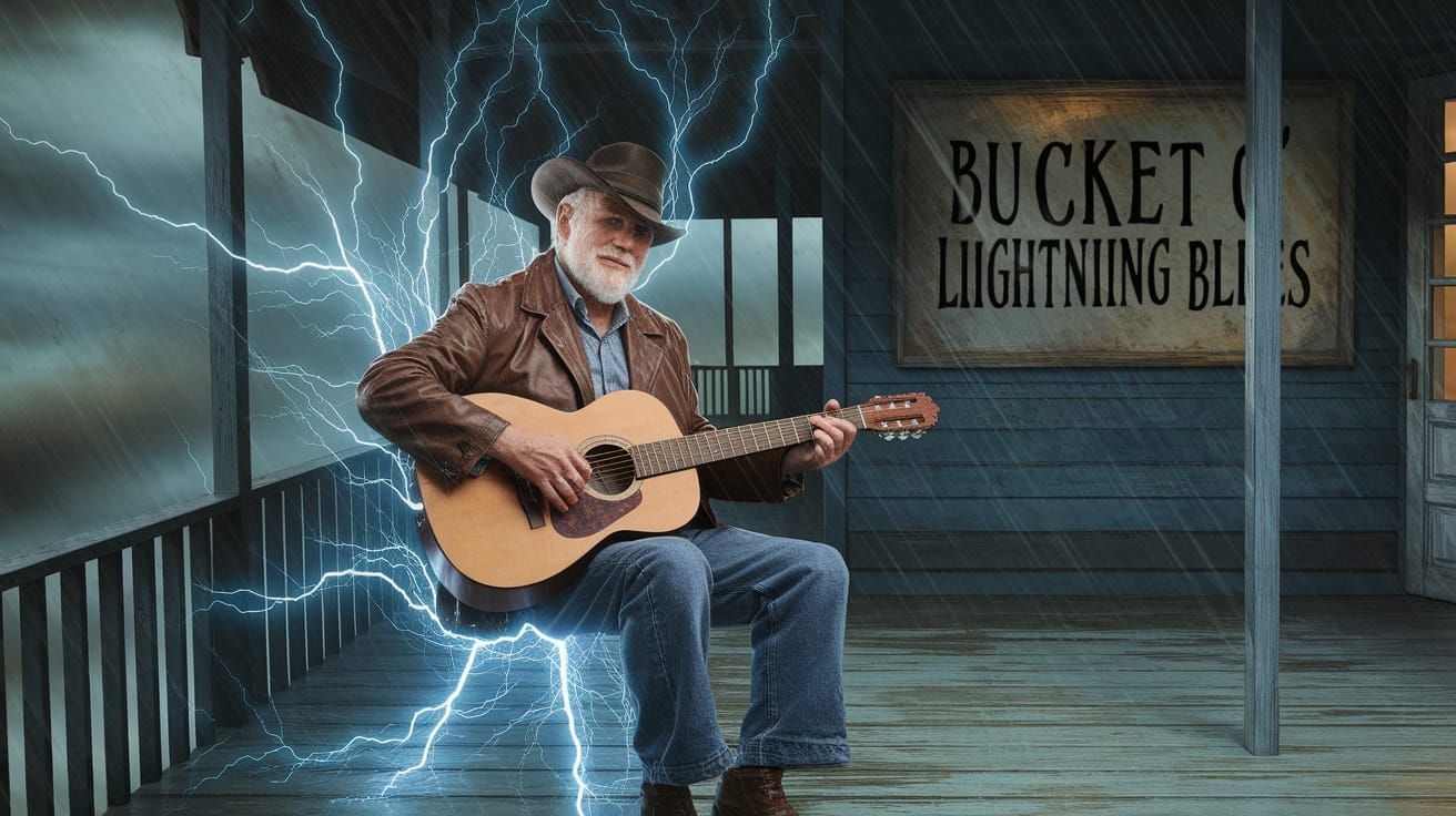 Surreal Storm: Musician Plays Bucket O'Lightning Blues