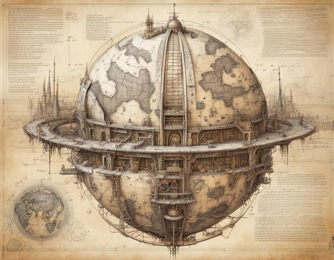 Detailed Earth Schematic in a Biomechanical Style