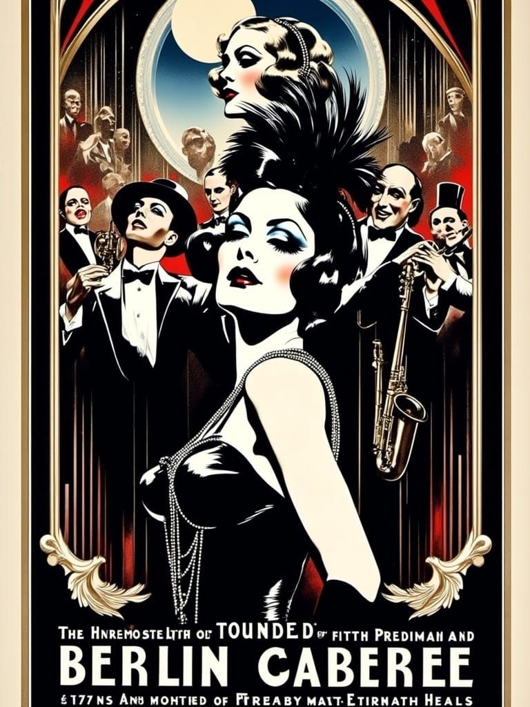 Berlin Cabaret Poster in Weimar Expressionism Style