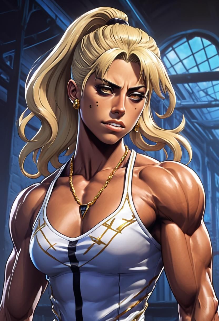 Anime Portrait: Lady Gaga as a Bodybuilder
