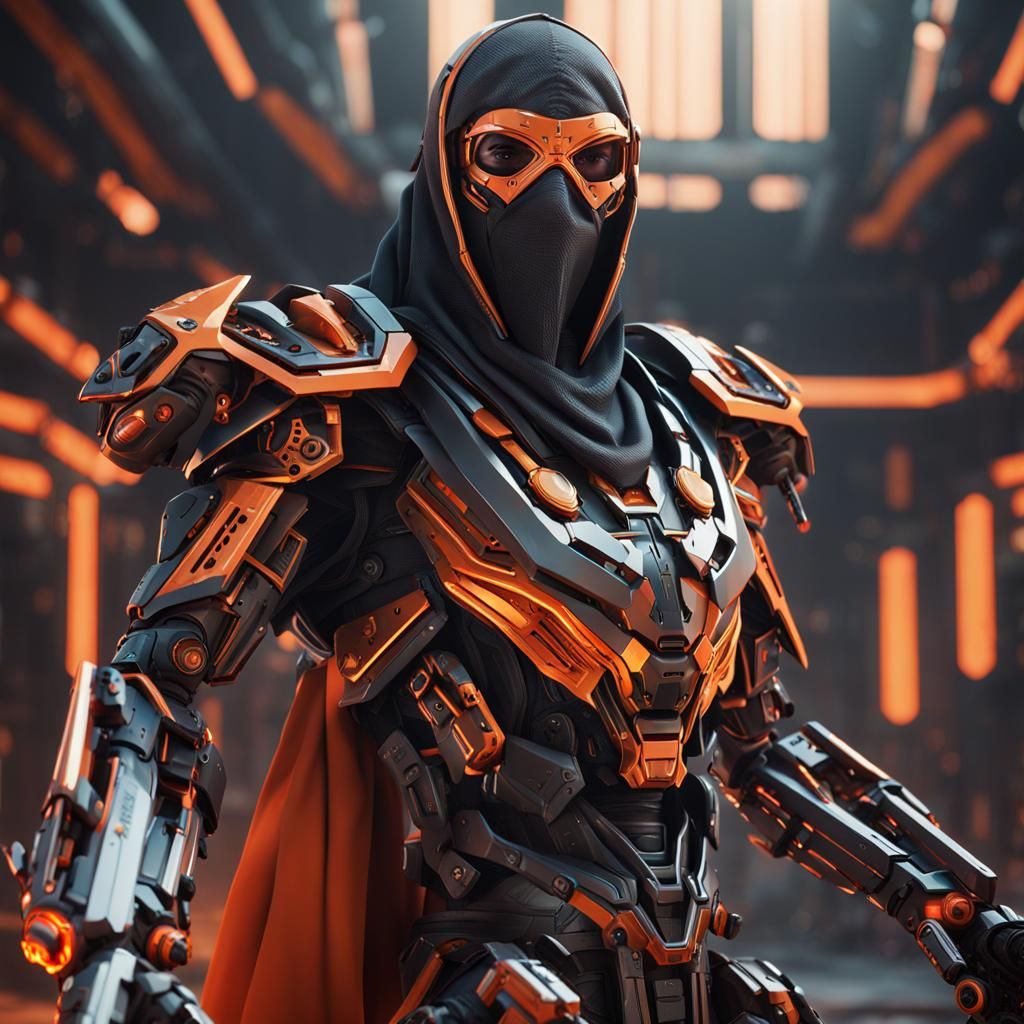 Futuristic Arab Warrior with Cyber Sword in Sci-Fi Style