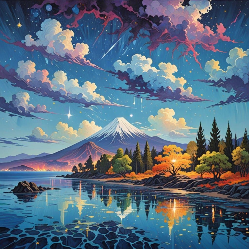 Surreal Dreamscape with Expressive Brushstrokes and Vibrant ...