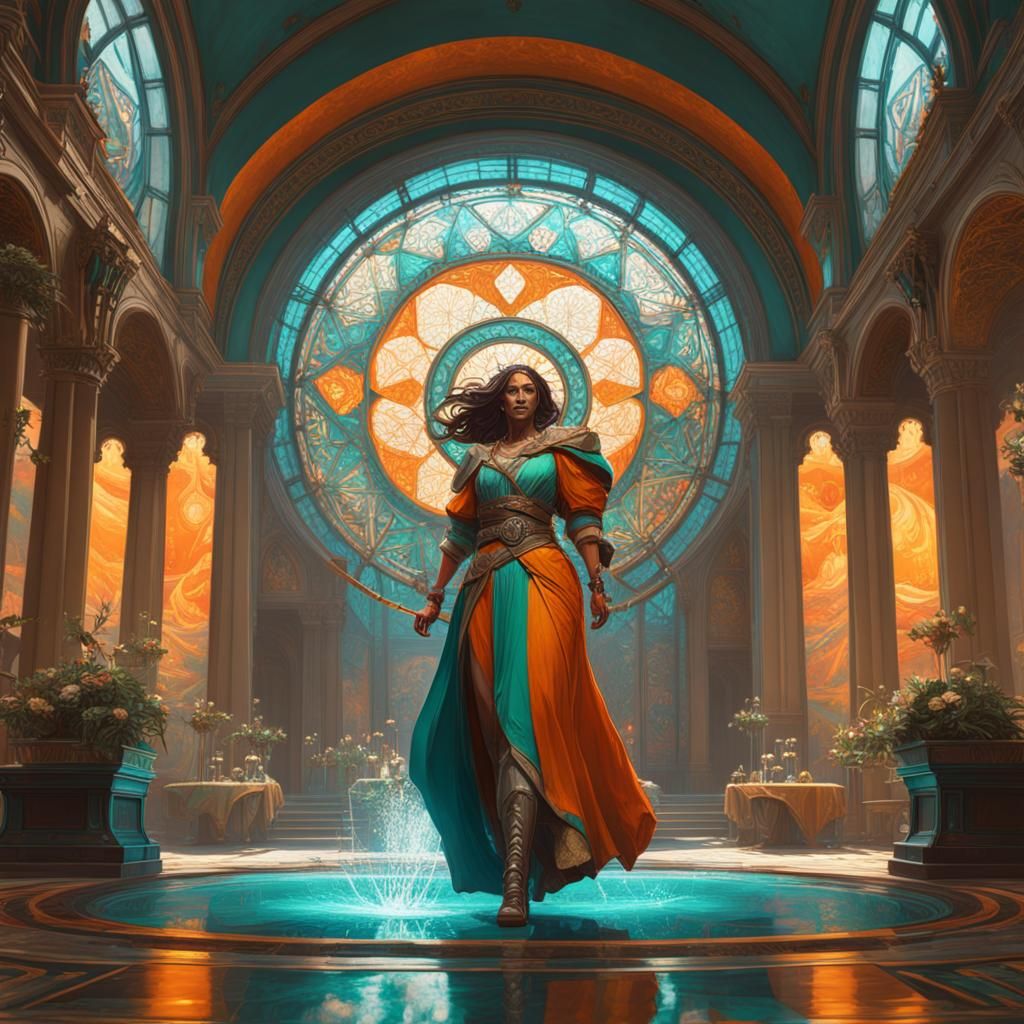 Historical Concept Art in Orange and Teal