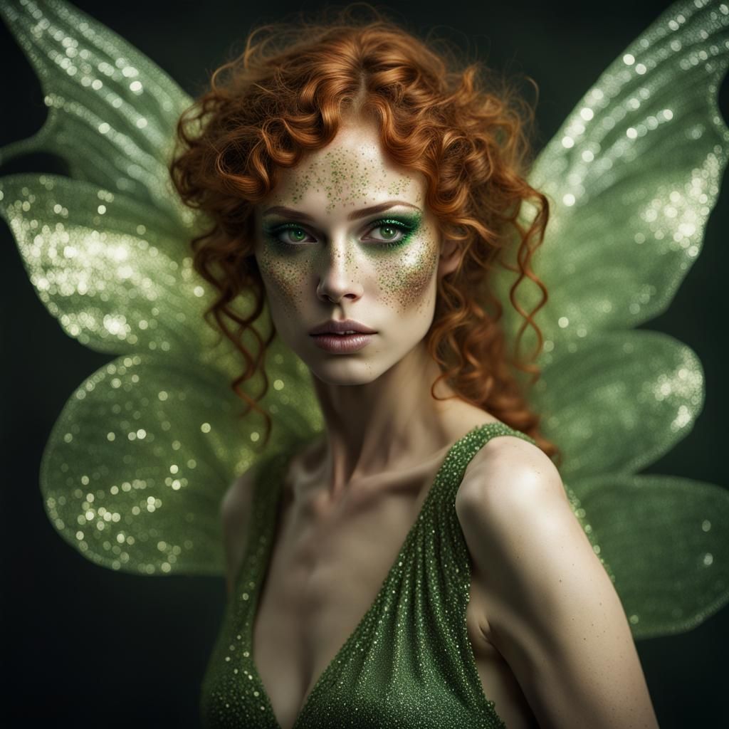 Ethereal Fairy Woman with Glittery Wings