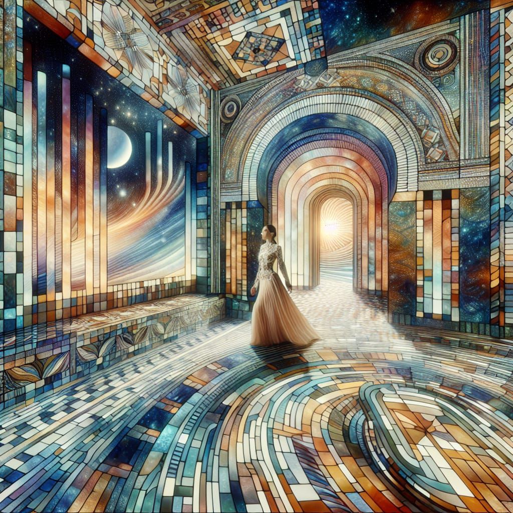 Futuristic Seraglio Scene with Elegant Woman