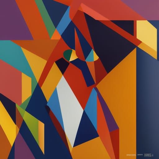 Fox with Human Body in Cubist Style