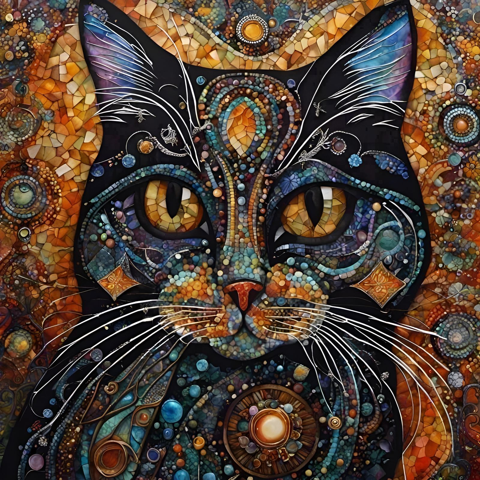 Black cat mosaic