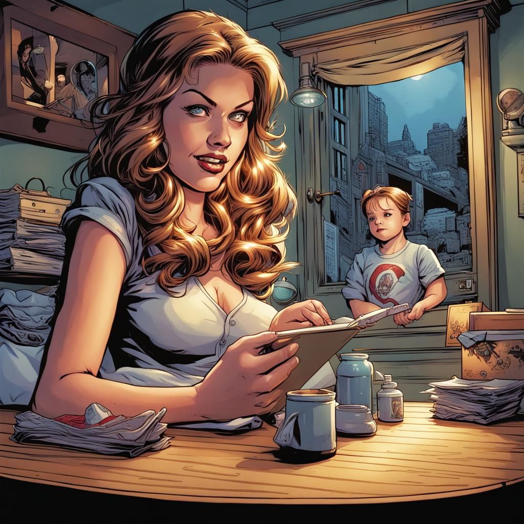 Babysitter in Comic Book Style