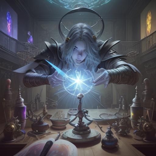 Sorcery Battle in Castle Room, Hyper Photorealistic 3D Rende...