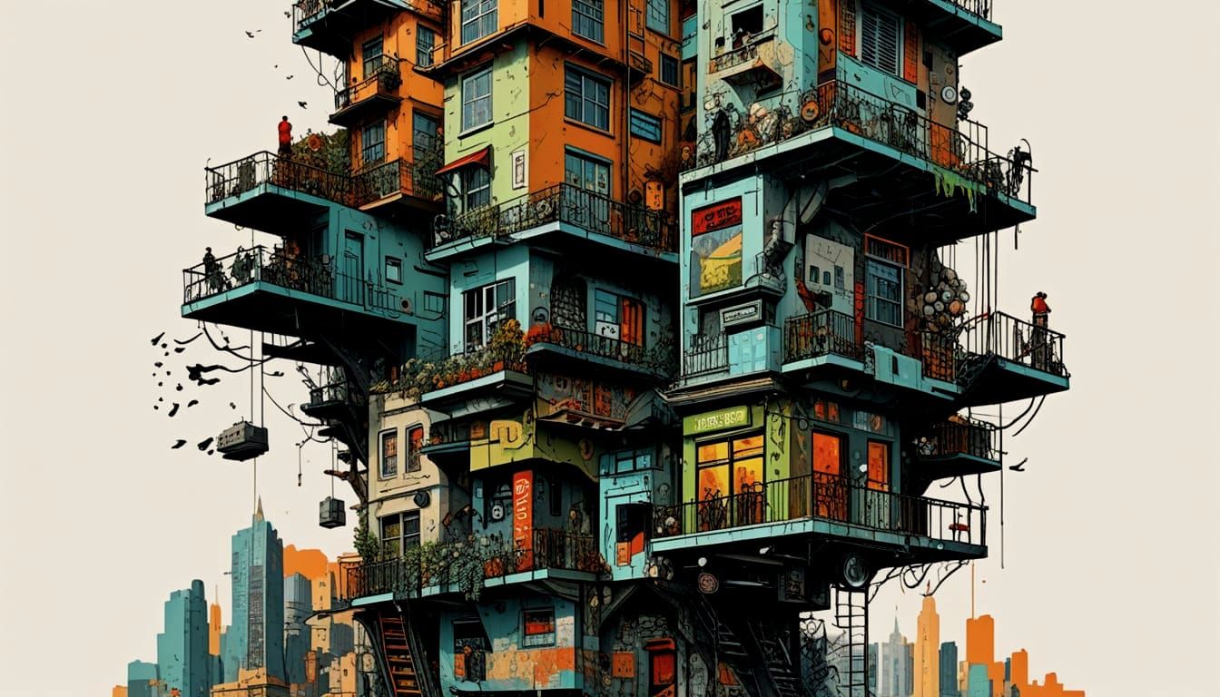 Intricate Underground Comix Collage: Detailed Matte Painting