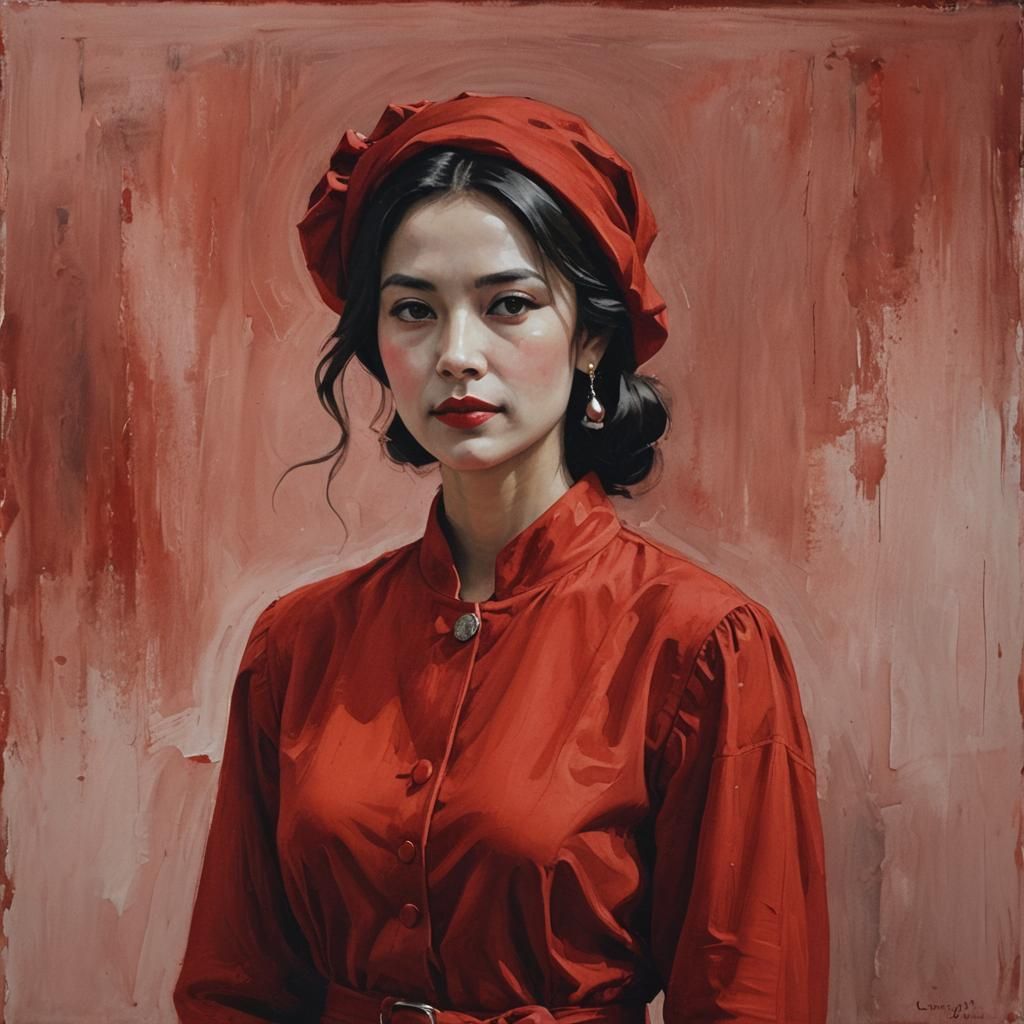 Woman in Red: AI Generated Art