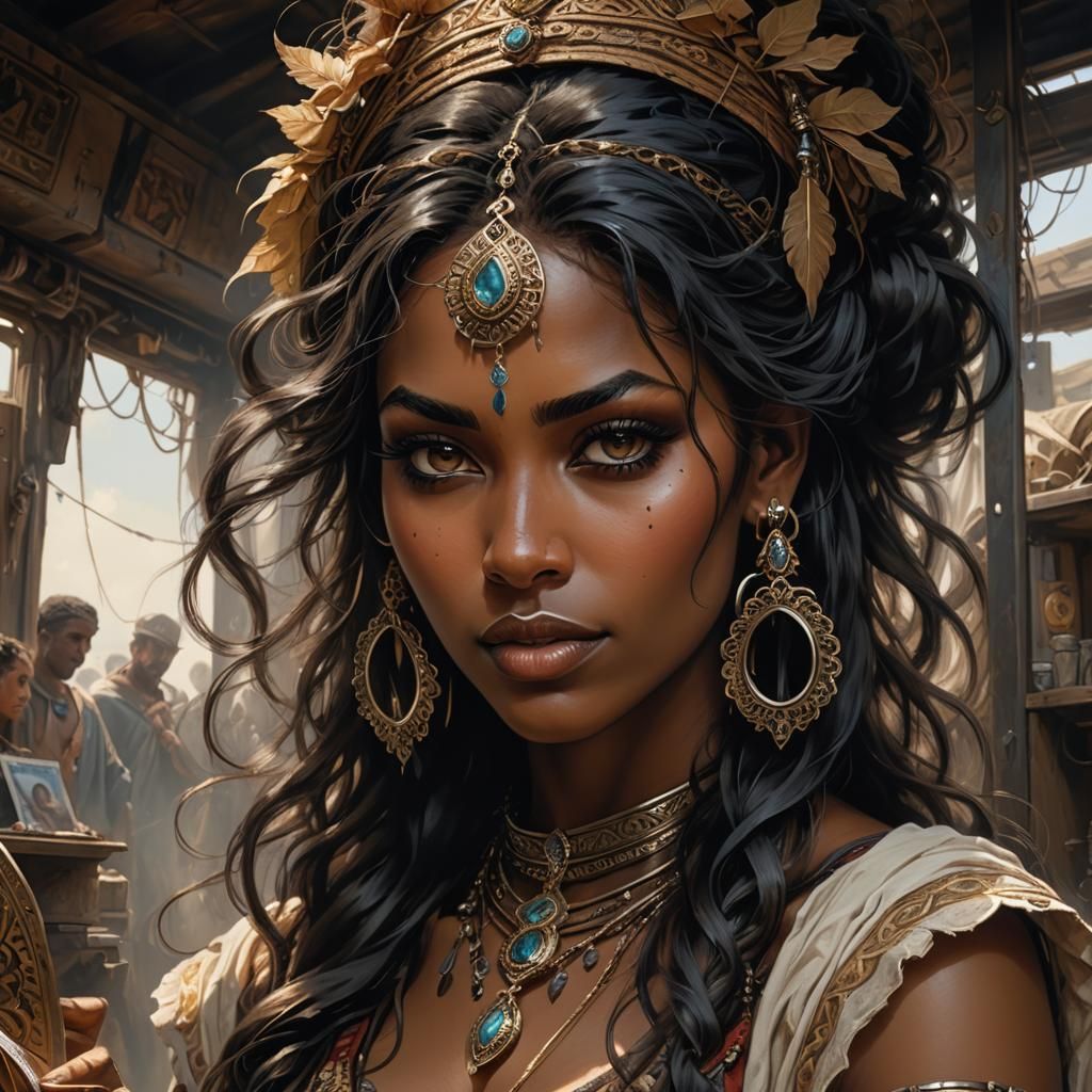 Clairvoyant Gypsy in Post-Apocalyptic Trailer, Acrylic Paint...