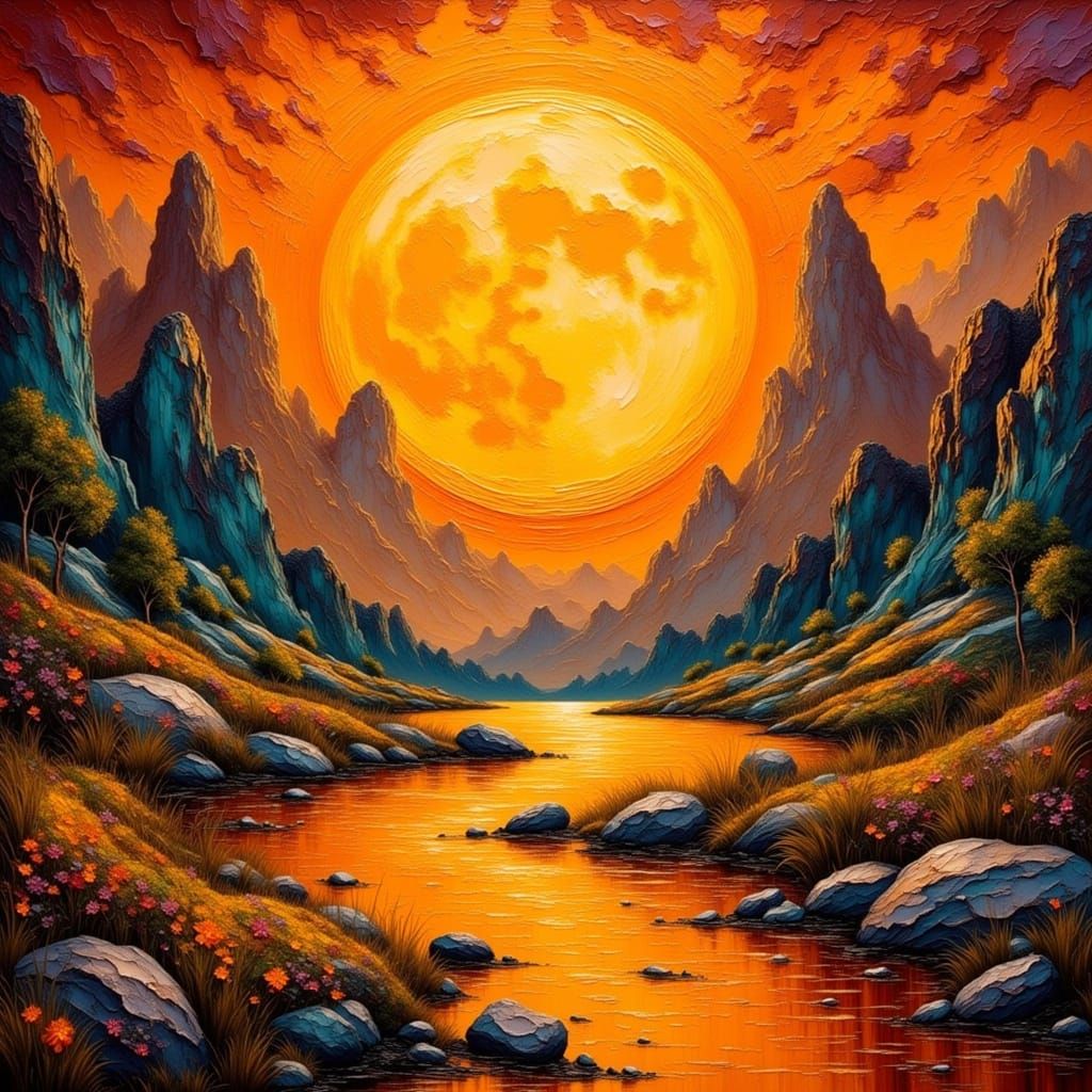 Ethereal Skies in Hyperrealistic Oil Painting