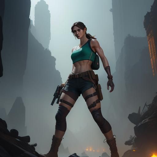 Lara Croft Concept Art in Dark Fantasy Style