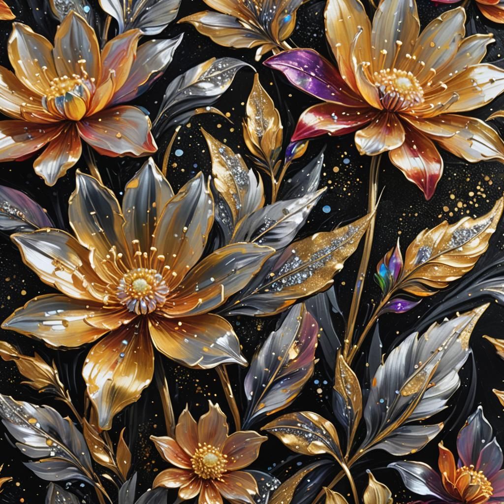 Glittering Flowers in Fauvist Oil Painting Style