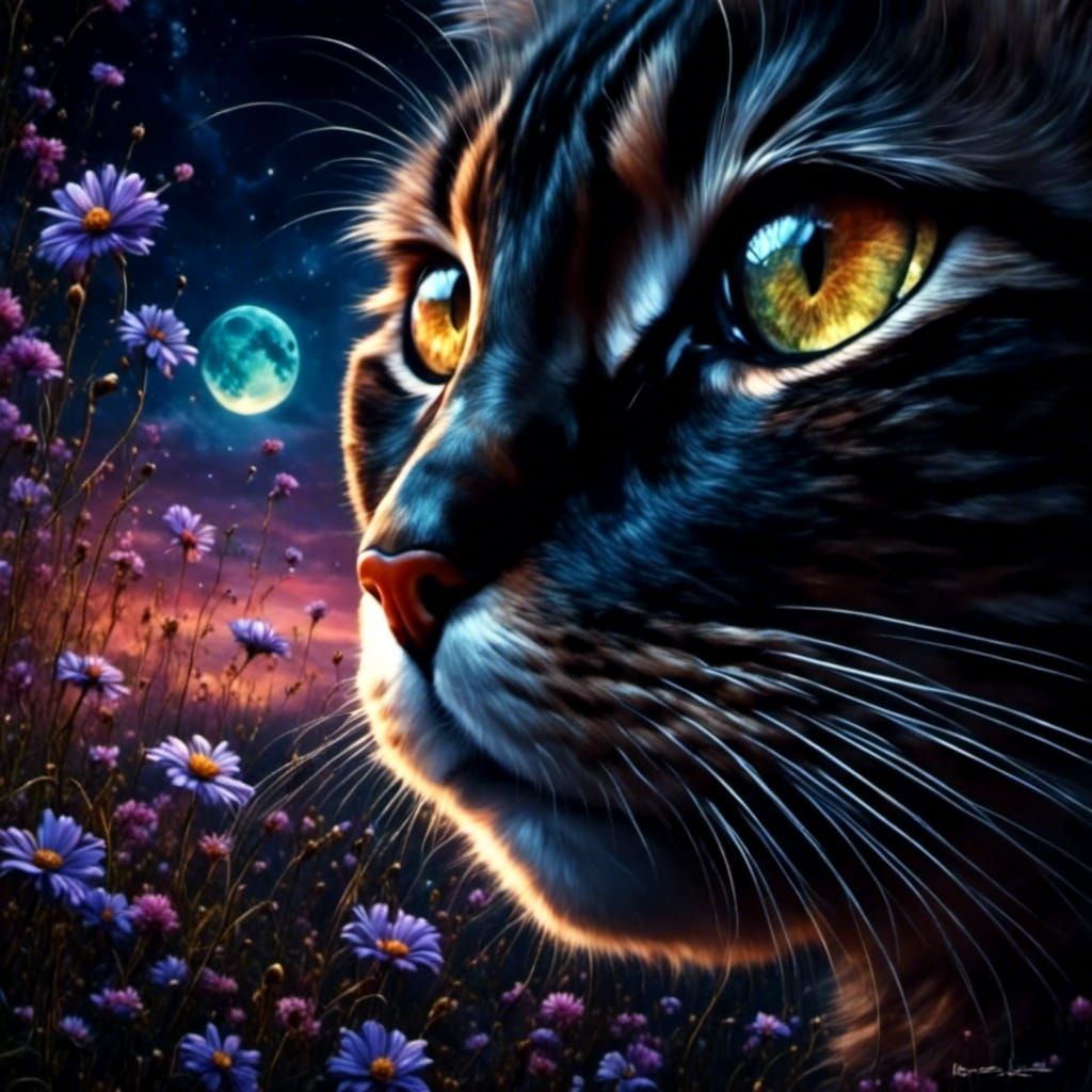 a cat's face in the twilight