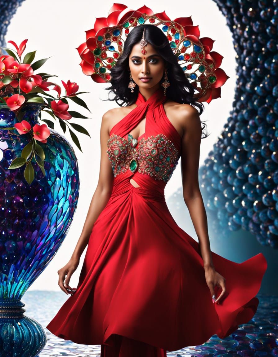 Exotic Indian Goddess Emerging from a Vibrant Tsavorite Gem ...