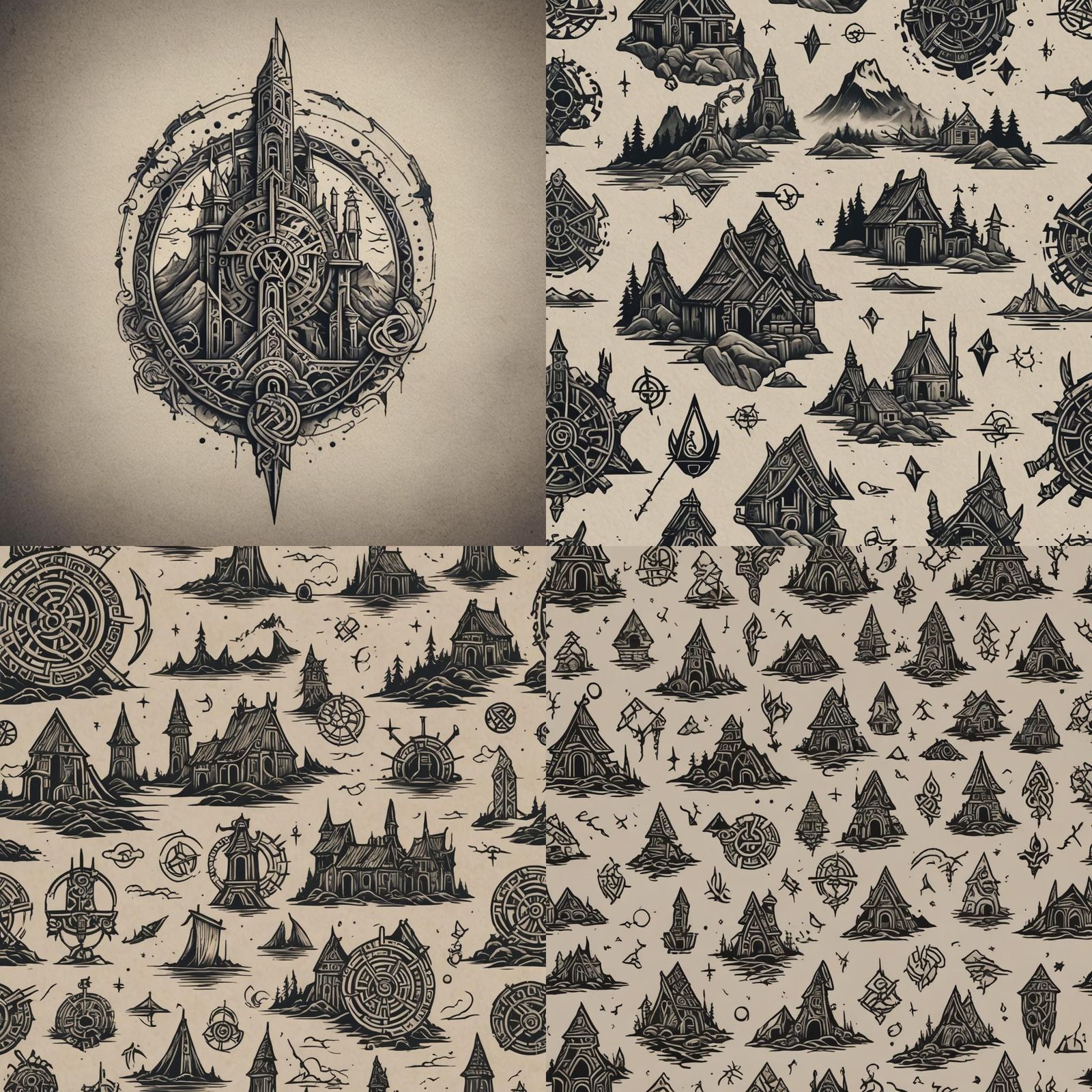 Minimalist Viking Ruins Tattoo: Calm and Chaos