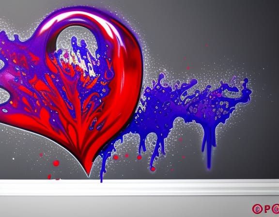 Melting Liquid Metal Heart: Graffiti Splash Art