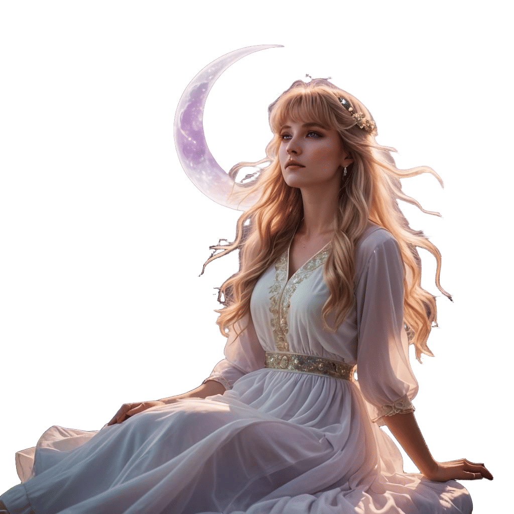 Woman on Moon in Divine Light