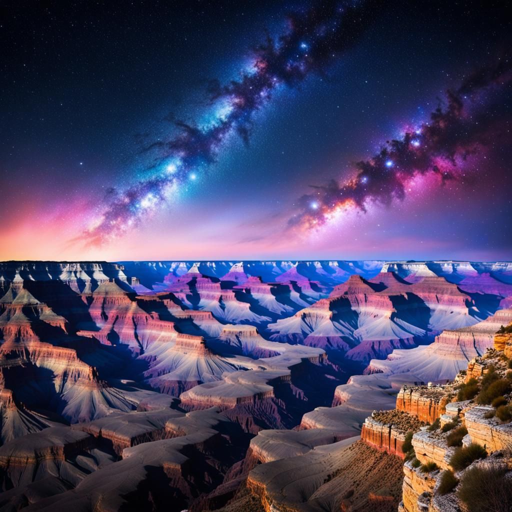 Grand Canyon Under Starry Sky: Photography